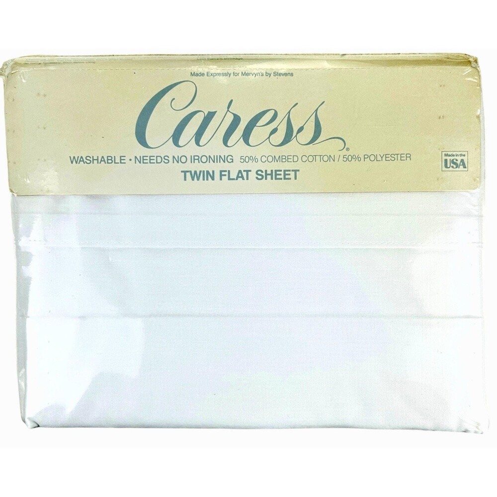 Vintage Caress Twin Flat Sheet Solid White JP Stevens For Mervyns  Made In USA